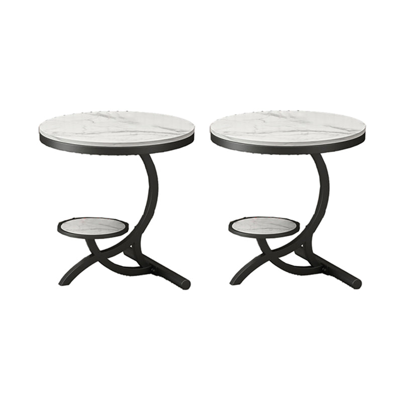 Modern Double Tier Minimalist End Table Abstract Round Corner Table Black 2 Clearhalo 'Coffee & Accent Tables' 'End & Side Tables' 'end_side_tables' 'furn' 'furn_end_side_tables' 'Furniture' 'Living Room Furniture' 6132765