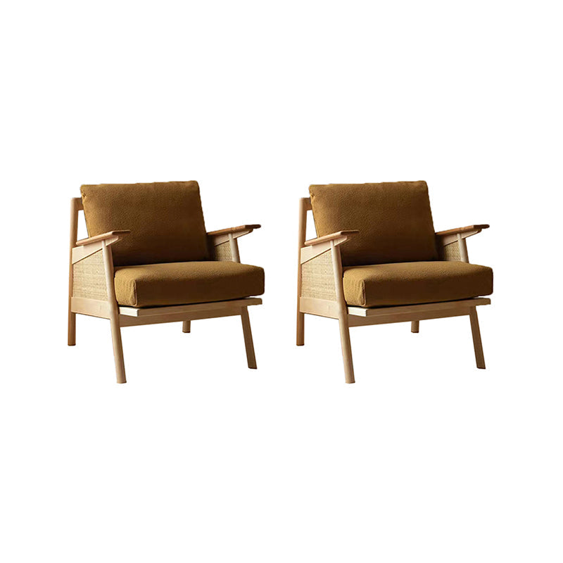 Recessed Arms Included Chair 30.51" Wide Solid Wood Frame Armchair Khaki 2 Piece Set Clearhalo 'Accent Chairs' 'accent_chairs' 'Chairs & Seating' 'furn' 'furn_accent_chairs' 'Furniture' 'Living Room Furniture' 6132941