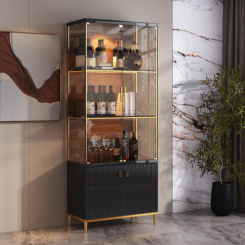 Luxury Stainless Steel Curio Cabinet Black/ White Display Stand with Glass Doors
