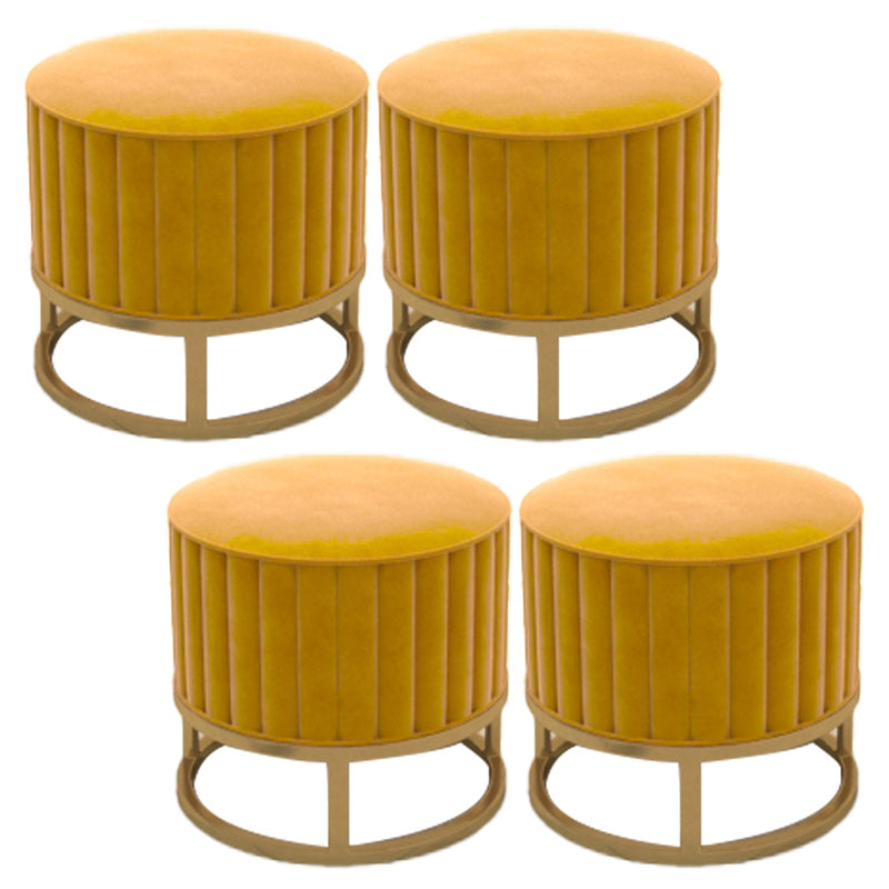 Glam Pouf Ottoman Velvet Upholstered Tear Resistant Round Ottoman with Chair Legs Yellow 4 Piece Set Clearhalo 'furn' 'furn_ottomans_poufs' 'Furniture' 'Living Room Furniture' 'Ottomans & Poufs' 'ottomans_poufs' 6136806