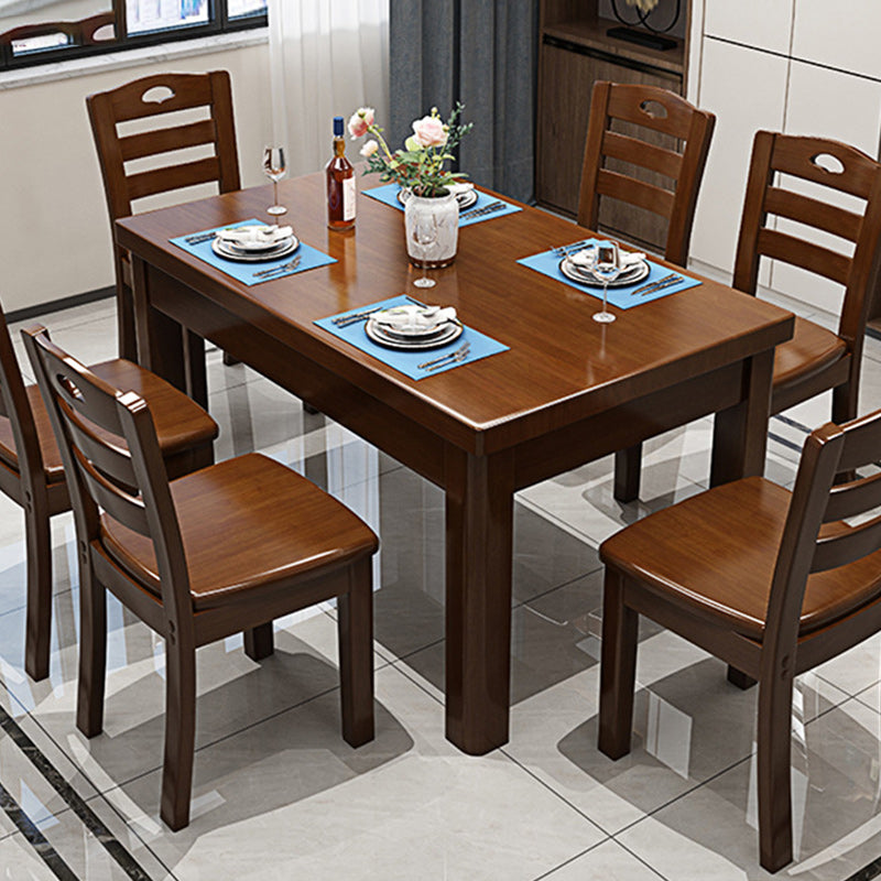 Wood Base Dining Table Contemporary Dinner Table with 4 Legs