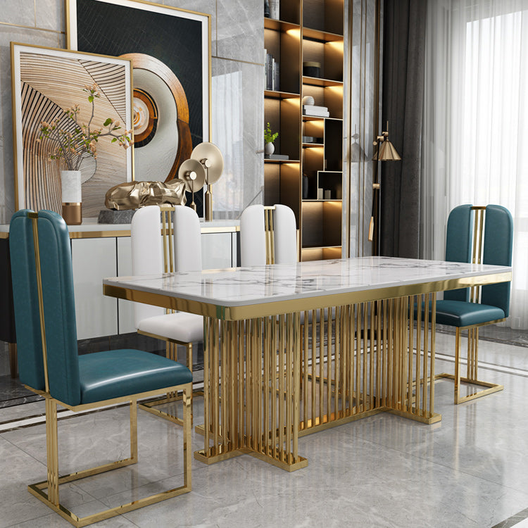 Tavolo da rettangolo di lusso tradizionale tradizionale tavolo da pietra con base piedistallina