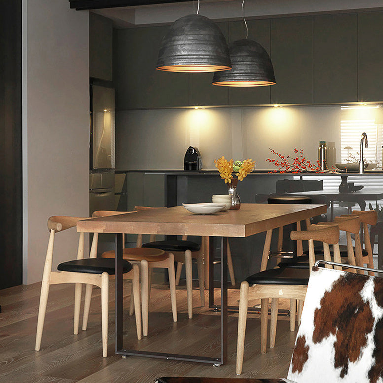 Mesa de comedor de madera de madera sólida mesa de madera rectangular con base de trineo