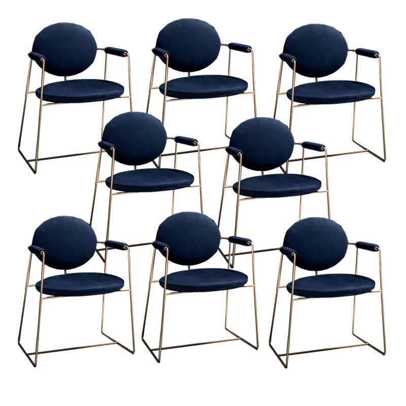 Contemporary Style Arm Chair Open Back Side Dining Chair with Metal Base for Dining Room