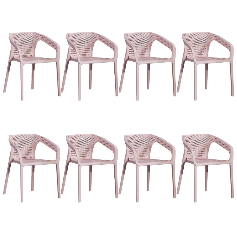 Modern Style Plastic Dining Armchair Open Back Stackable Dining Arm Chair