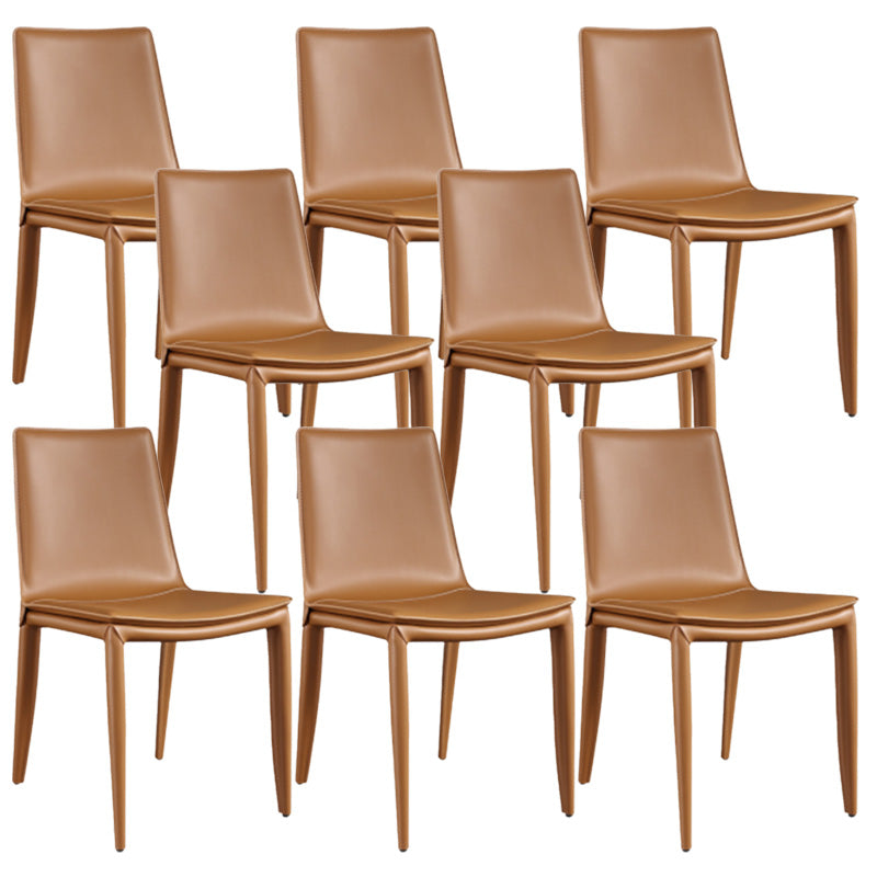 Contemporary Style Dining Chairs Armless Dining Chairs with Metal Legs for Home Orange 8 Piece Set Clearhalo 'Dining Chairs' 'Dining Tables & Seating' 'dining_chair' 'furn' 'furn_dining_chair' 'Furniture' 'Kitchen & Dining Furniture' 6138815