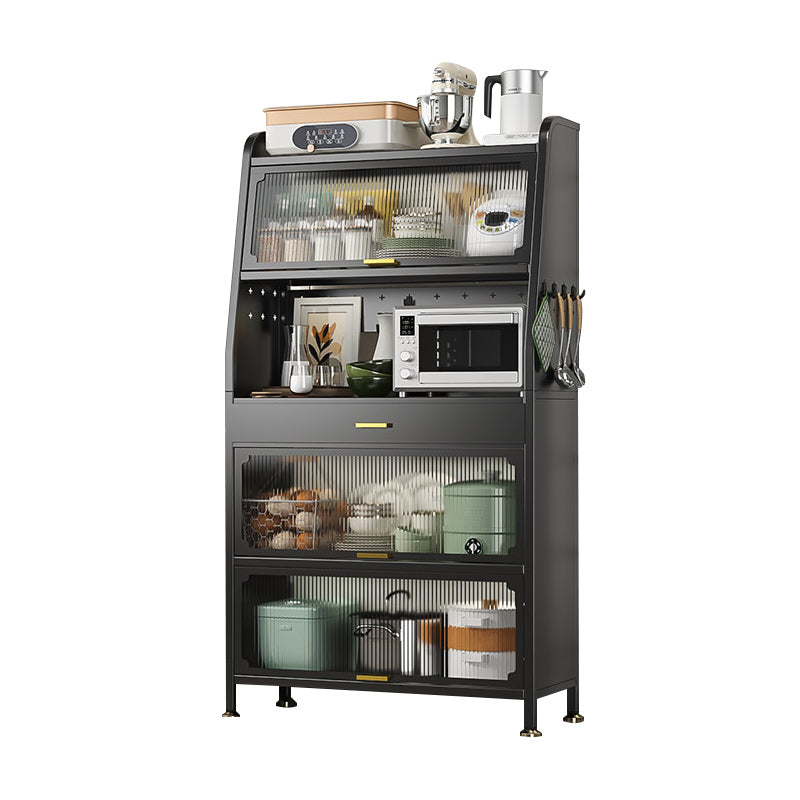 Serveur de buffet en acier et acrylique serveur de restauration noire contemporaine