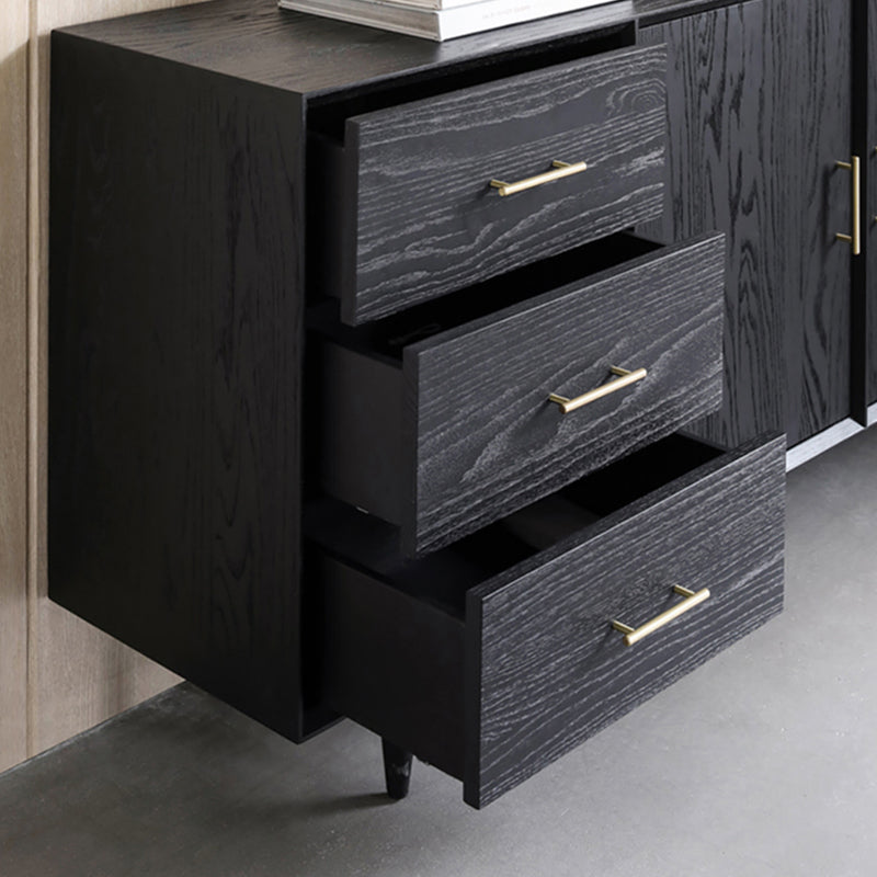Tavolo a buffet in legno solido nero tavolo a buffet glam con 6 e 2 porte