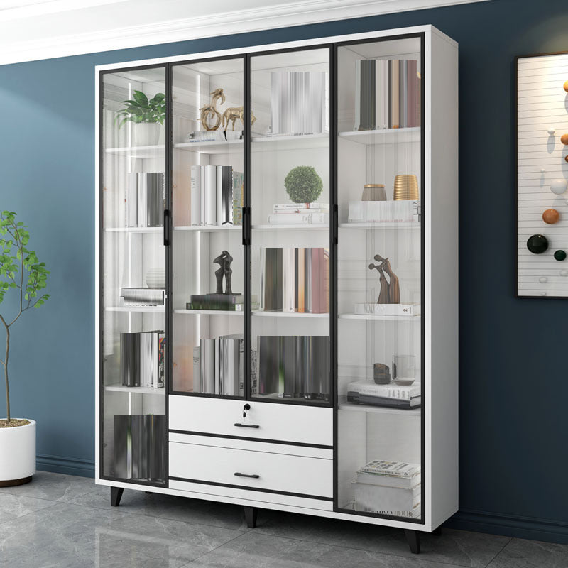 Eigentijdse boekenkast gesloten terug ontworpen houten boekenplank voor slaapkamer