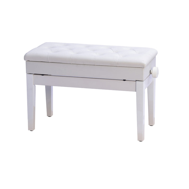 Tufted Piano Bench, Adjustable Upholstery Bench with Wood Legs 30"L x 13"W x 21"H White Clearhalo 'Benches' 'Chairs & Seating' 'furn' 'furn_benches' 'Furniture' 'Living Room Furniture' 6140699