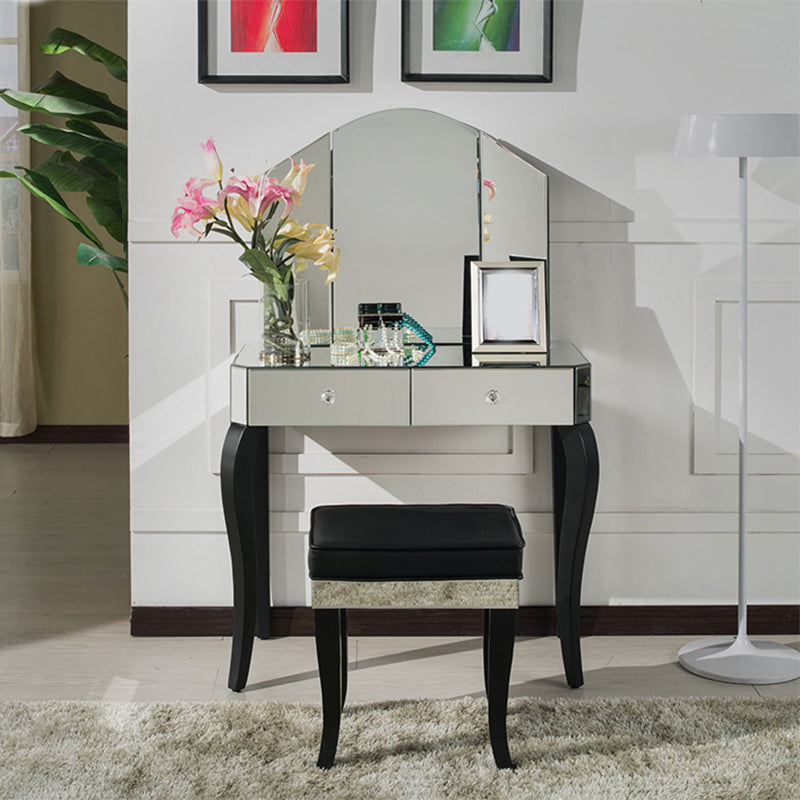 Tri-Folding-Spiegel-Waschtisch Set 31,5 "breites 2-Drawer-Spiegel-Waschtisch