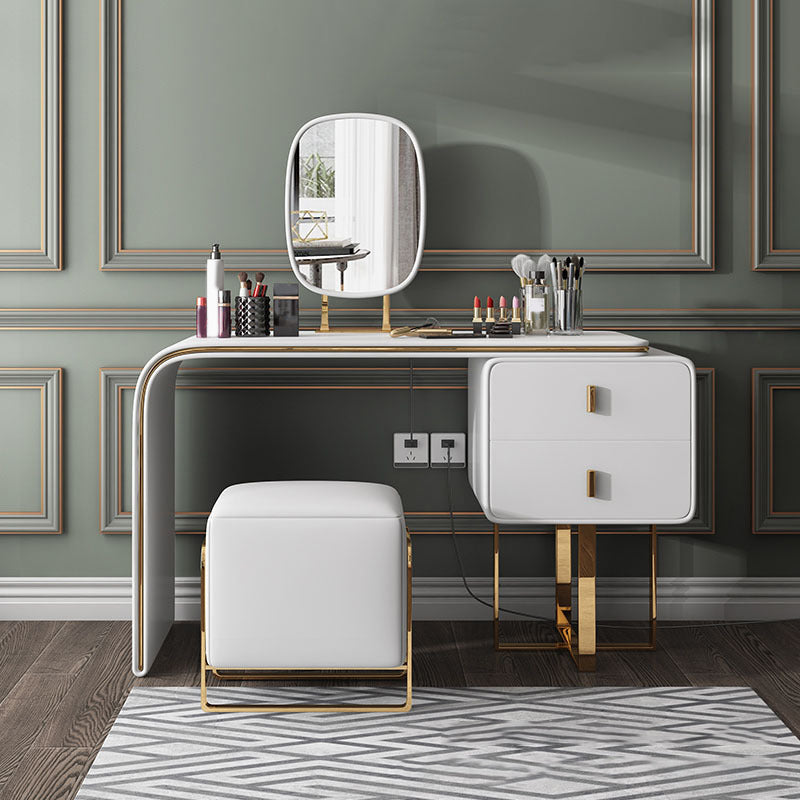 Tavolo da tavolo da vanità in pelle finta 28,7 "h glam 2 cassetti tavolo da trucco vanità