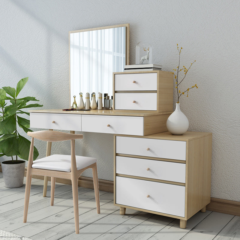 Tocador de maquillaje de dormitorio en tocador de madera de ingeniería nórdica natural