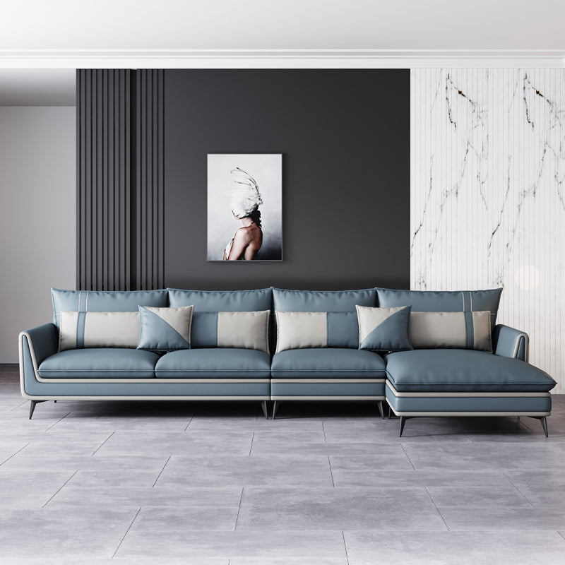 Scandinavo 35.43 "H Fucice in pelle divano a braccio svasato e chaise f f