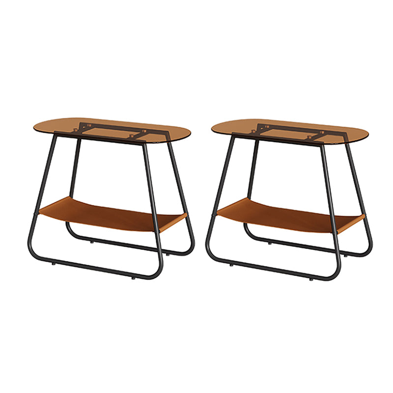 Mesa lateral de trineo elíptico de vidrio 20.9 "de altura de 1 estante