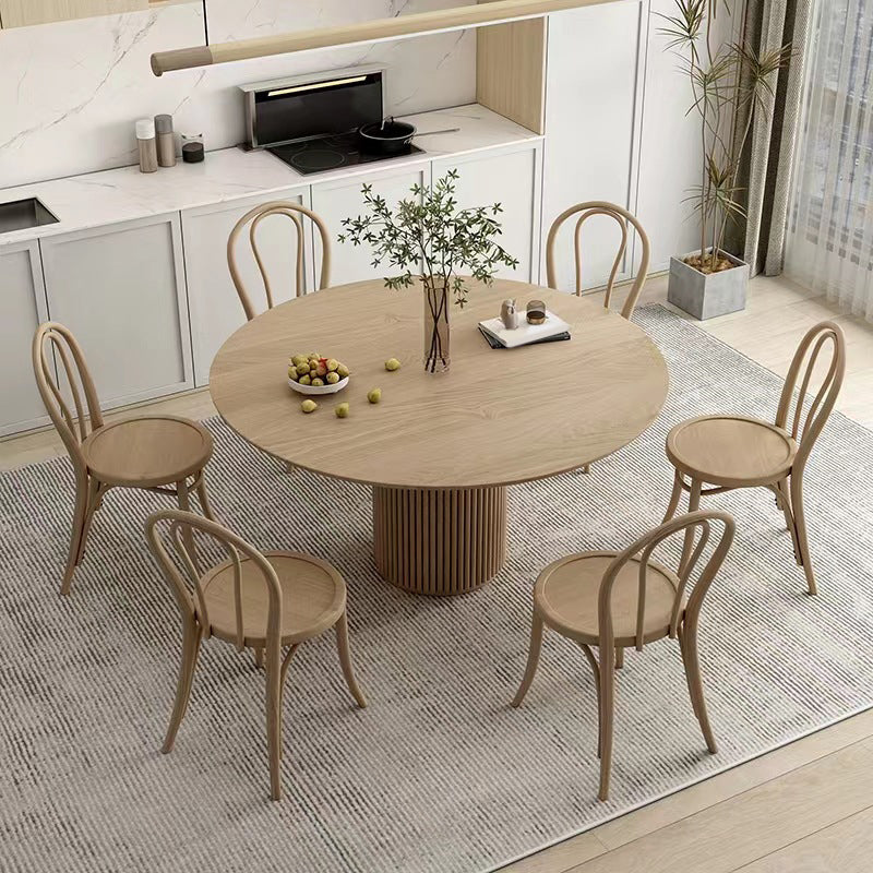 Nordic 1/2/4/7 Pieces Dining Set Round Wood Dining Table for Dining Room