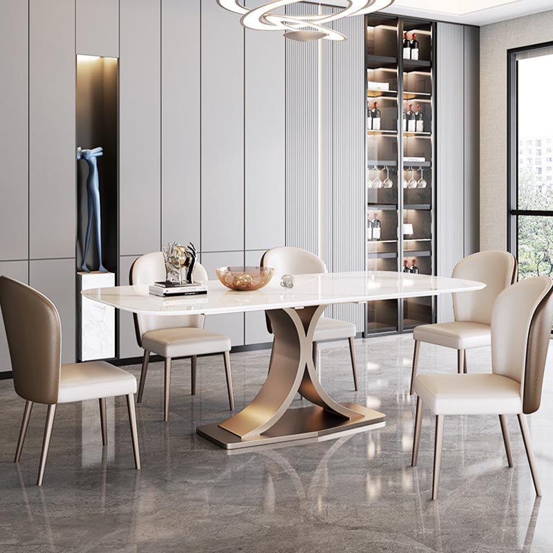 Glam Rectangle Table Set 1/3/4/5/6 Pieces Dining Set for Home Use 6 Pieces: Table, 5 Chairs Clearhalo 'Dining Room Sets' 'Dining Tables & Seating' 'dining_room_set' 'furn' 'furn_dining_room_set' 'Furniture' 'Kitchen & Dining Furniture' 6147165