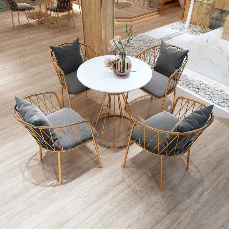 Glam Faux Marble Dining Set Round 1/2/3/4/5 Pièces Pièces Ensemble pour une utilisation à domicile