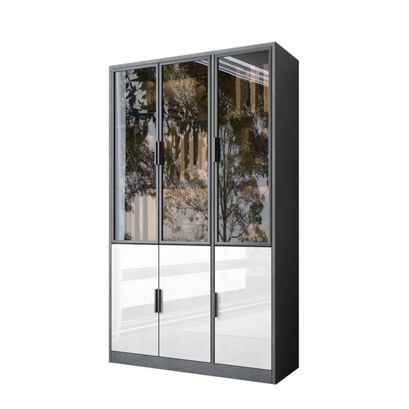 Scandinavian Storage Cabinet Manufactured Wood Display Cabinet for Bedroom 47"L x 14"W x 79"H Black Clearhalo 'Display & China Cabinets' 'display_china_cabinets' 'furn' 'furn_display_china_cabinets' 'Furniture' 'Kitchen & Dining Furniture' 6150887