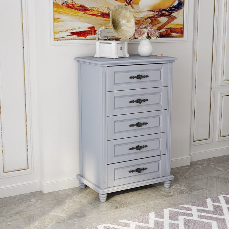 Cofre de almacenamiento de dormitorio de madera de goma tradicional cofre vertical con cajones