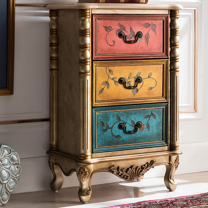 Cofre de dormitorio de cofre de almacenamiento vertical tradicional en marrón con 3 cajones