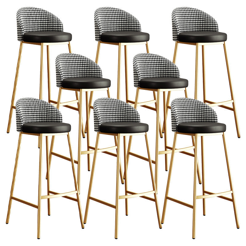 Glam Bucket Leather Counter-height Stool Footrest Indoor Bar and Counter Stool Gold Black 8 Piece Set Clearhalo 'Bar Furniture' 'Bar Stools' 'bar_stools' 'furn' 'furn_bar_stools' 'Furniture' 'Kitchen & Dining Furniture' 6152498