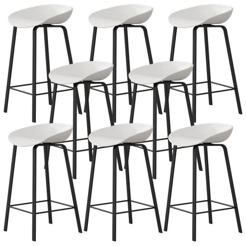 Modern Plastic and Metal Counter Stool Footrest Bucket Backrest Counter-height Stool