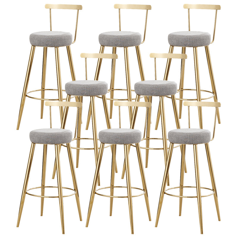 Indoor Round Counter Chair Upholstered Footrest Dining Stool in Grey and Gold 8 Piece Set Clearhalo 'Bar Furniture' 'Bar Stools' 'bar_stools' 'furn' 'furn_bar_stools' 'Furniture' 'Kitchen & Dining Furniture' 6152863