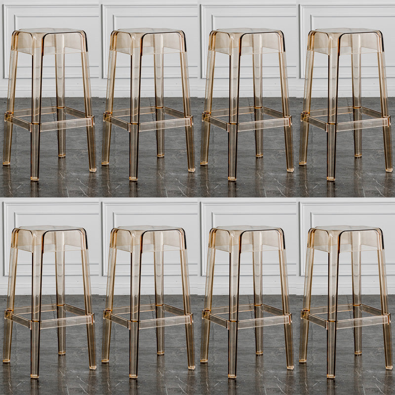 Contemporary Backless Bar-stool Plastic Counter Bar Stool with Plastic Legs for indoor Amber 8 Piece Set Clearhalo 'Bar Furniture' 'Bar Stools' 'bar_stools' 'furn' 'furn_bar_stools' 'Furniture' 'Kitchen & Dining Furniture' 6153147