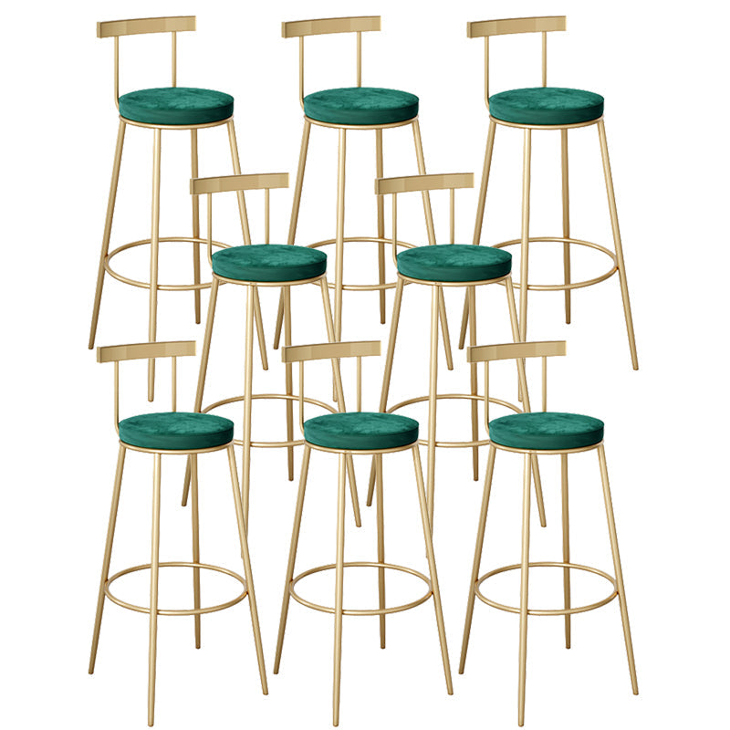 Contemporary Velvet Counter Stool Round Living Room Bar Stool with Metal Legs Green 8 Piece Set Clearhalo 'Bar Furniture' 'Bar Stools' 'bar_stools' 'furn' 'furn_bar_stools' 'Furniture' 'Kitchen & Dining Furniture' 6154211
