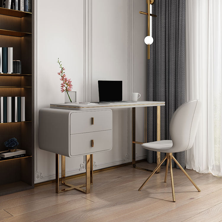 Scrivania di scrittura in peltro piedistallo curvo glam da ufficio per camera da letto