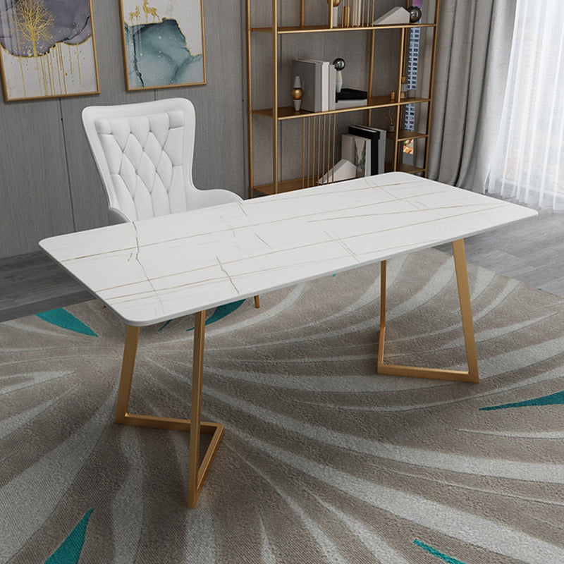 Mesa de trabajo de estilo moderno escritorio de escritura blanca de piedra sinterizada
