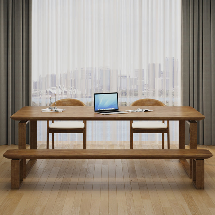 Mesa de escritura de oficina rectangular mesa de reunión moderna de madera maciza con base de trineo
