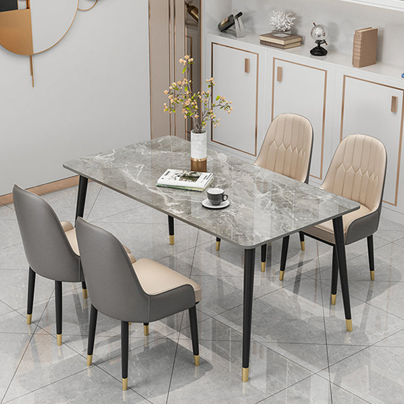 Slate and Metal Table Glam Style Rectangular Dining Table for Home Dining Room 70.9"L x 35.4"W x 29.5"H Without Chairs Clearhalo 'Dining Tables & Seating' 'Dining Tables' 'dining_table' 'furn' 'furn_dining_table' 'Furniture' 'Kitchen & Dining Furniture' 6155047