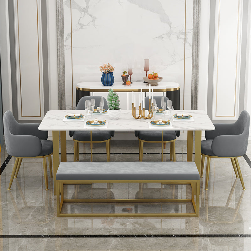 Iron and Slate Table Glam Style Home Living Room Rectangular Dining Table