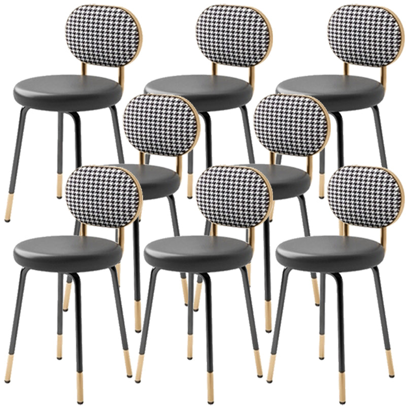 Luxurious Upholstered Armless Chair Open Back Side Leather Chair with Metal Base