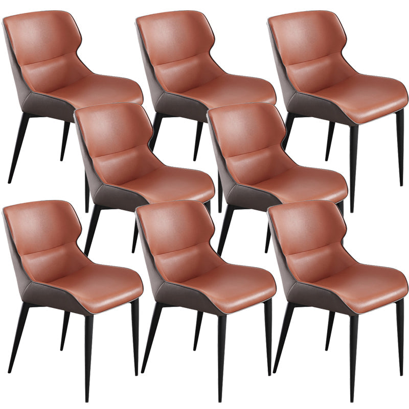 Modern Style Faux Leather Chairs Wingback Arm Chair for Home Use Orange 8 Piece Set Clearhalo 'Dining Chairs' 'Dining Tables & Seating' 'dining_chair' 'furn' 'furn_dining_chair' 'Furniture' 'Kitchen & Dining Furniture' 6155974