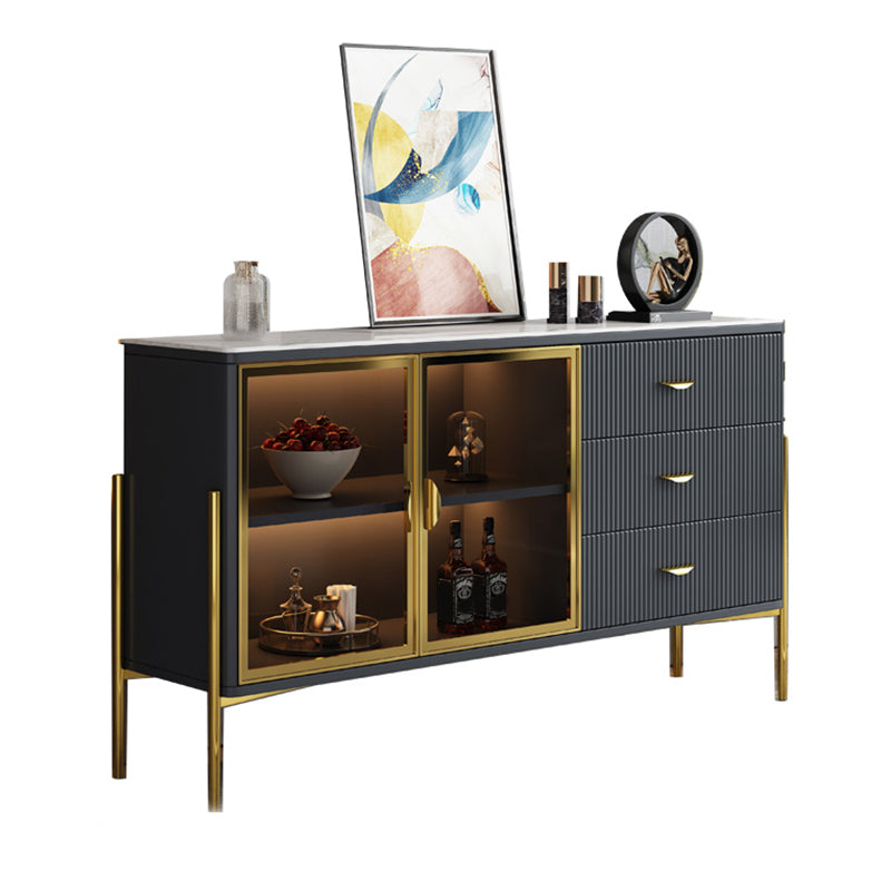 Buffet de restauration glamour avec tiroirs en bois et serveur de restauration en bois d'ingénierie