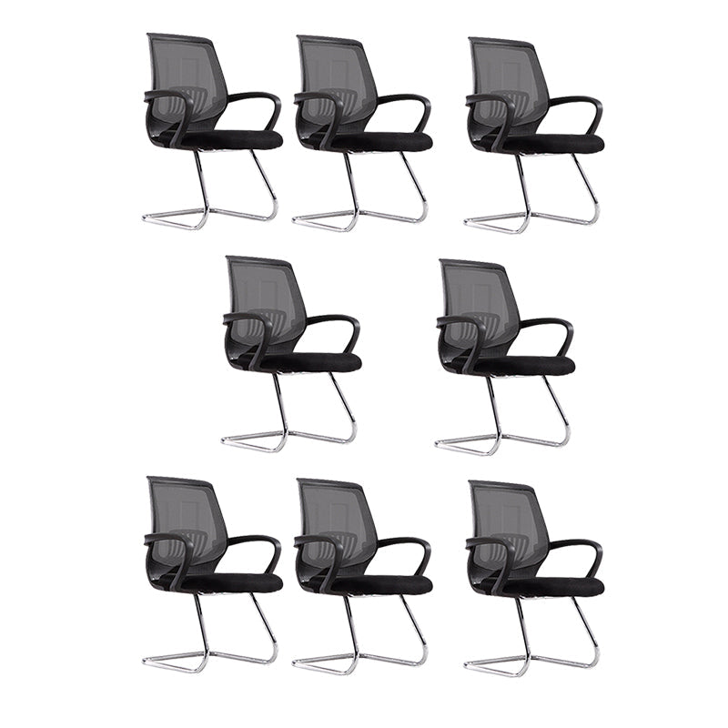 Contemporary Arm Chair Lumbar Support Fixed Arms Office Chair Black White 8 Piece Set Clearhalo 'furn' 'furn_office_chair' 'Furniture' 'Office Chairs' 'Office Furniture' 'office_chair' 6157242