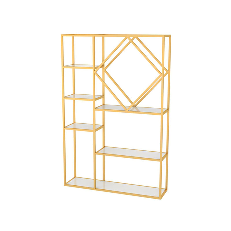 Modern Bookcase Gold Metal Open Back Shelf Bookcase with Shelves for Living Room 47.2"L x 11.8"W x 70.9"H Cabinet Not Included Clearhalo 'Bookcases' 'furn' 'furn_bookcases' 'Furniture' 'Office Furniture' 6157392