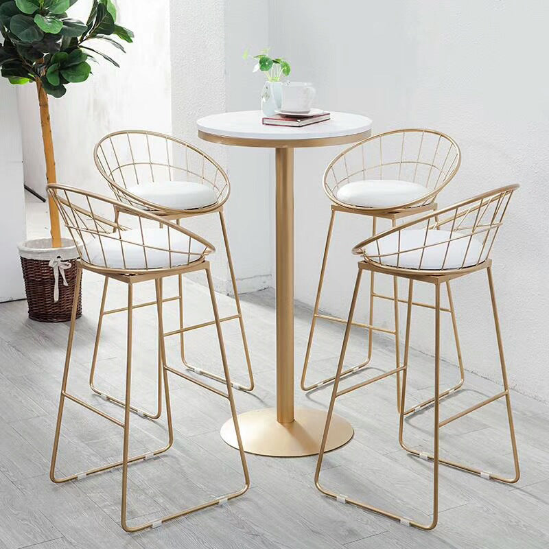 Contemporary Round Pub Table Set with Metal Stools 1/3/5 Pieces Pine Wood Top Bar Set 5 Pieces: Table, 4 Stools Clearhalo 'Bar Furniture' 'furn' 'furn_home_bar_bar_sets' 'Furniture' 'Home Bars & Bar Sets' 'home_bar_bar_sets' 'Kitchen & Dining Furniture' 6157748