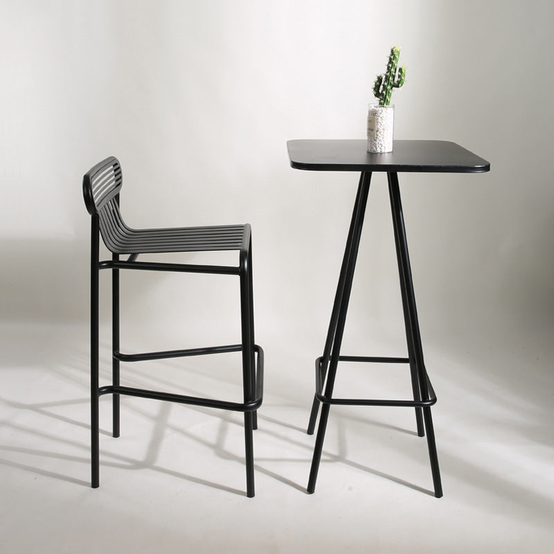 Square Industrial Bar Table Set 1/2 Pieces Counter Table with Iron High Stools