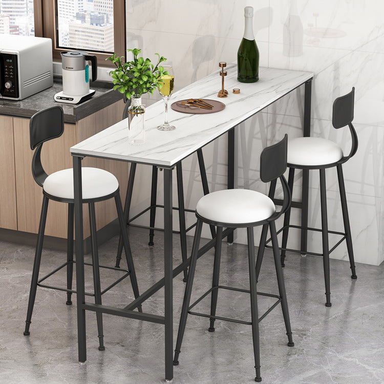 Modern Bar Table Set 1/2/3/5 Pieces Metal Bar Table with High Stools 5 Pieces: Table, 4 Stools Clearhalo 'Bar Furniture' 'furn' 'furn_home_bar_bar_sets' 'Furniture' 'Home Bars & Bar Sets' 'home_bar_bar_sets' 'Kitchen & Dining Furniture' 6158211