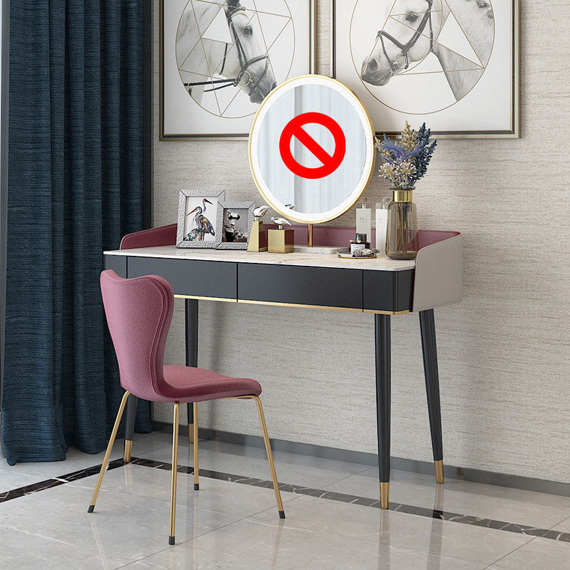 Contemporary Makeup Vanity Desk Double Drawers Vanity Dressing Table