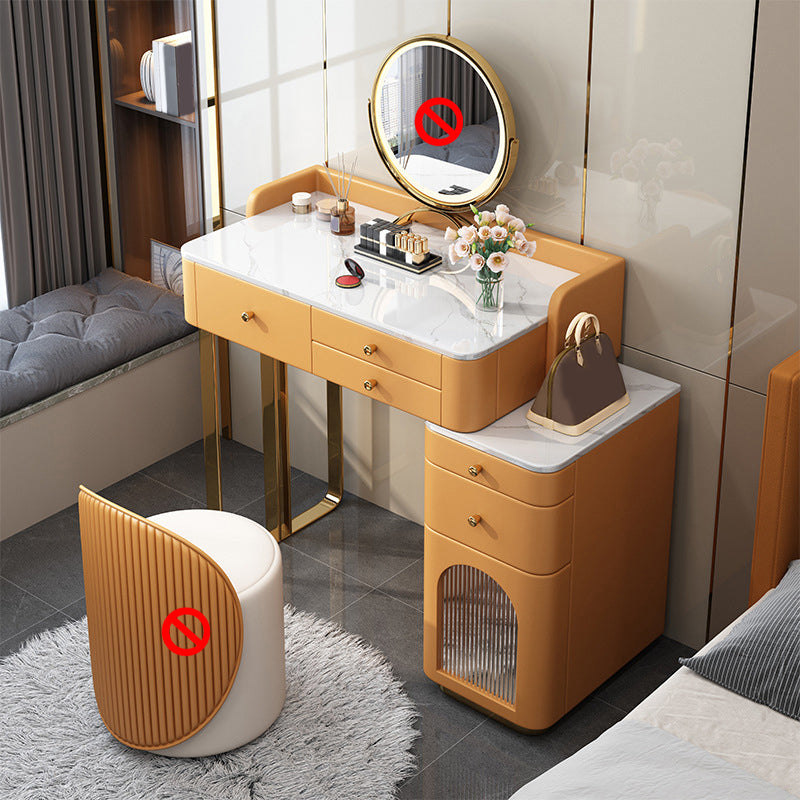 Luxueuze metalen make -upkapidafel Stone Slaapkamer Vanity Desk