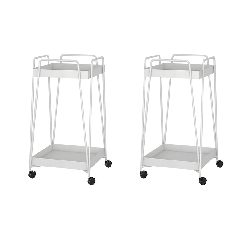 Mesa de esquina cuadrada de mediados de siglo Bandeja de metal de la bandeja de metal Topil final con almacenamiento