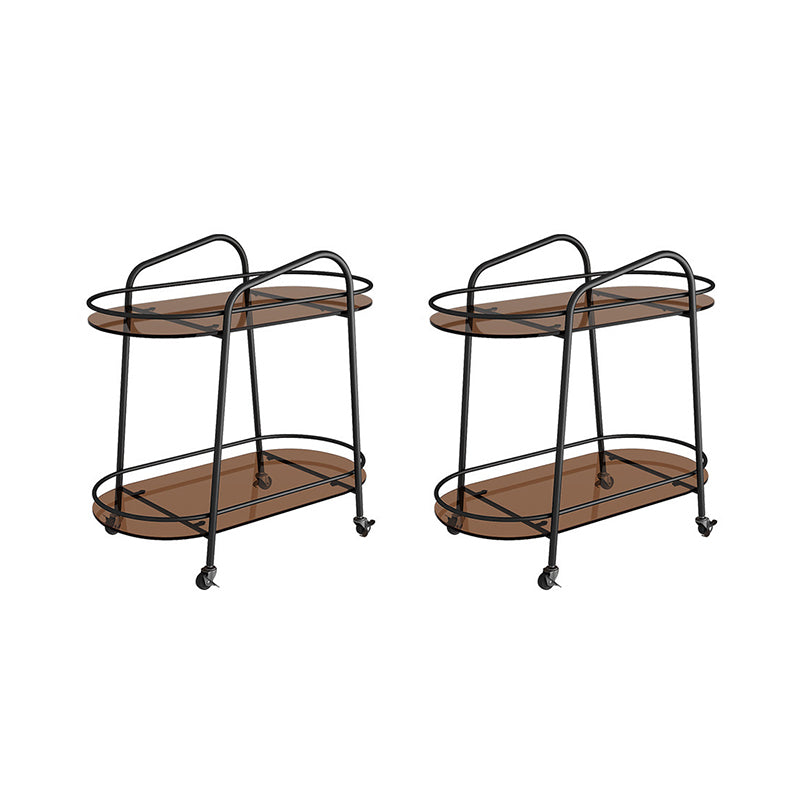 Modern 2-Tier Corner Table 4 Legs Oval Side End Table with Storage Black 2 Clearhalo 'Coffee & Accent Tables' 'End & Side Tables' 'end_side_tables' 'furn' 'furn_end_side_tables' 'Furniture' 'Living Room Furniture' 6158924