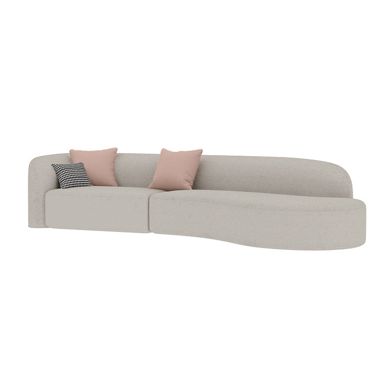 Contemporary Fabric/Faux Leather Tight Back Sofa Tuxedo Arm Curved Seating 142"L x 35"W x 30"H Faux Leather Clearhalo 'furn' 'furn_sofas' 'Furniture' 'Living Room Furniture' 'Sofa' 'sofas' 6159312