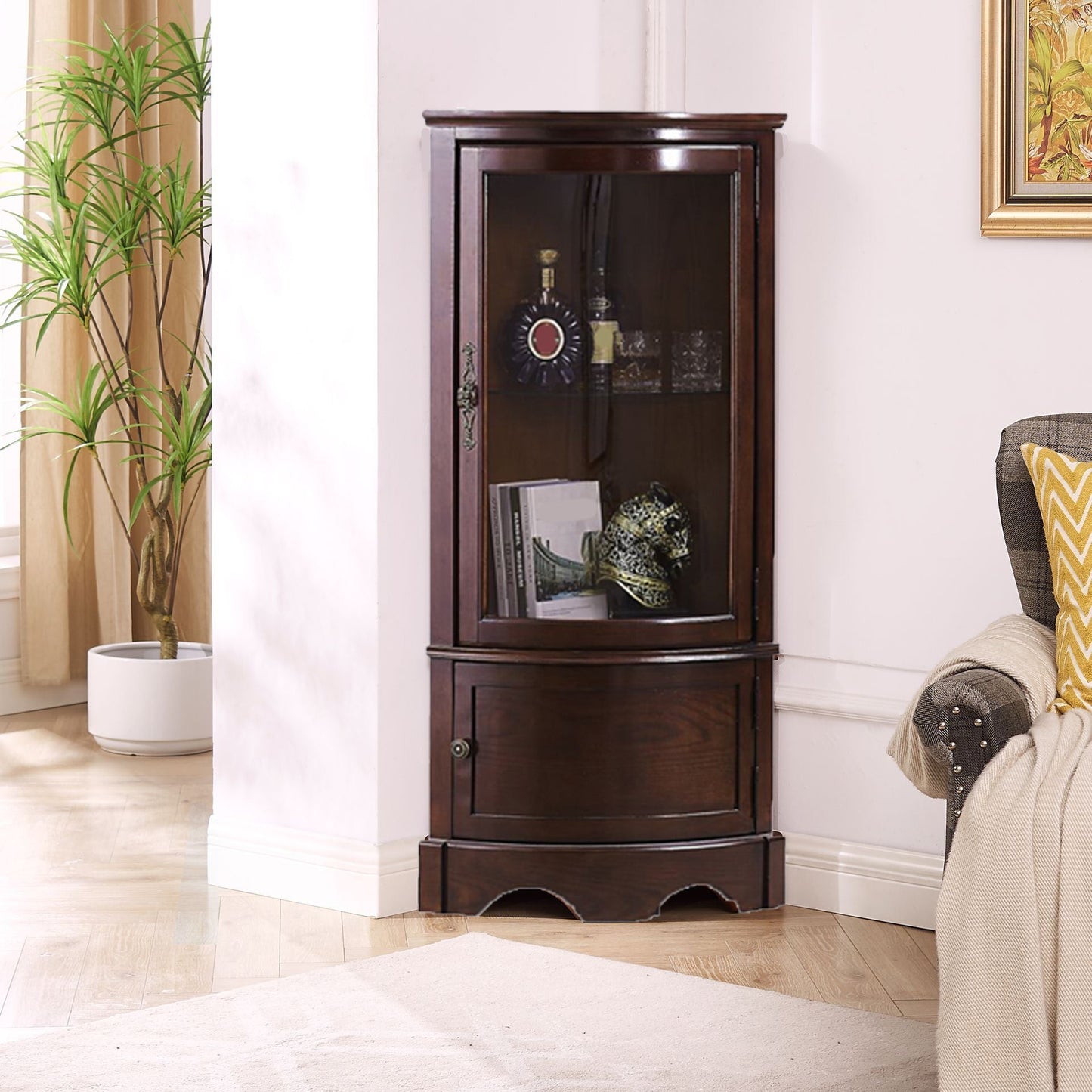 Midden-eeuwse moderne accentkast vierkante zijkast met glas in paniek