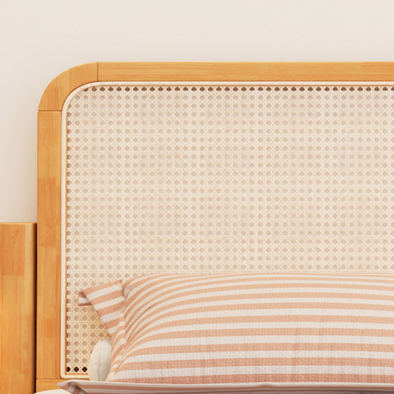 84.65 inch Wide Tropical Bed Frame Rubberwood Bed with Headboard Clearhalo 'Bedroom Furniture' 'Beds' 'furn' 'furn_beds' 'Furniture' 6159584